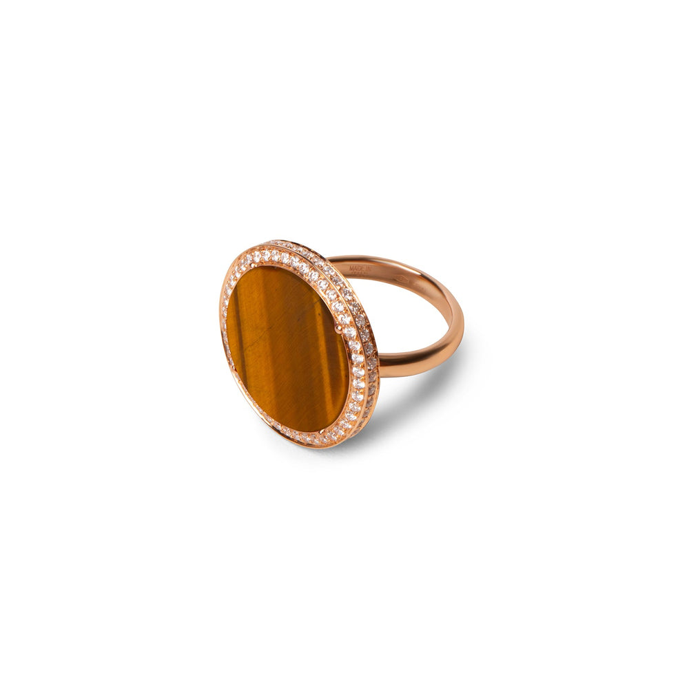 Eternity rings with tiger eye in rose gold, large size (view 2)