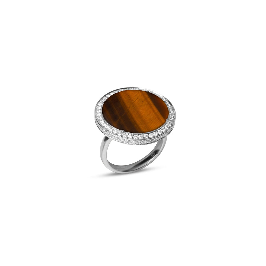Eternity rings with tiger eye in white gold, large size
