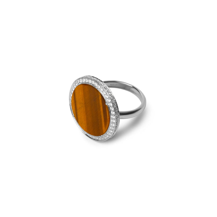 Eternity rings with tiger eye in white gold, large size (view 2)