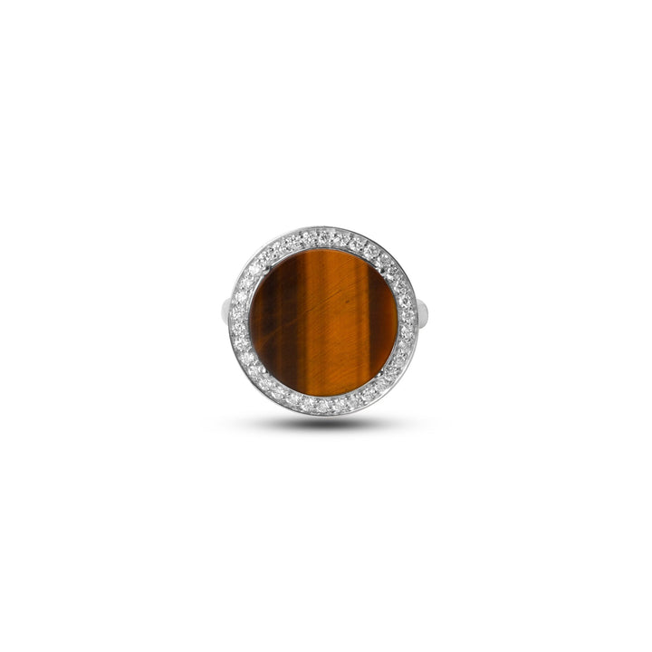 Eternity rings with tiger eye in white gold, medium size (view 3)