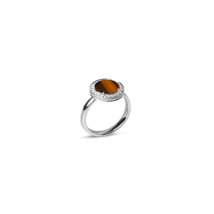 Eternity rings with tiger eye in white gold, small size
