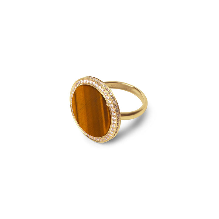 Eternity rings with tiger eye in yellow gold, large size (view 2)