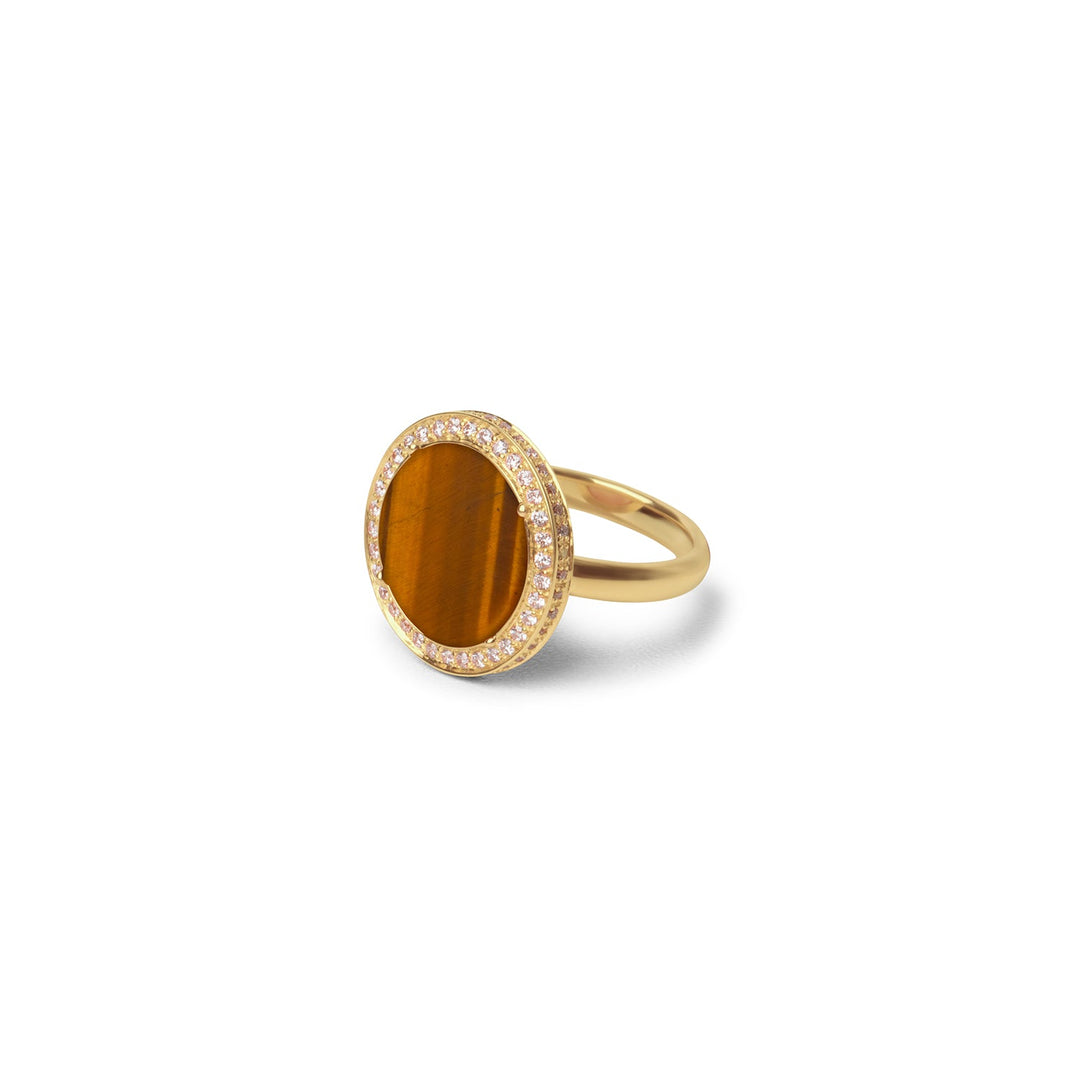 Eternity rings with tiger eye in yellow gold, medium size (view 2)