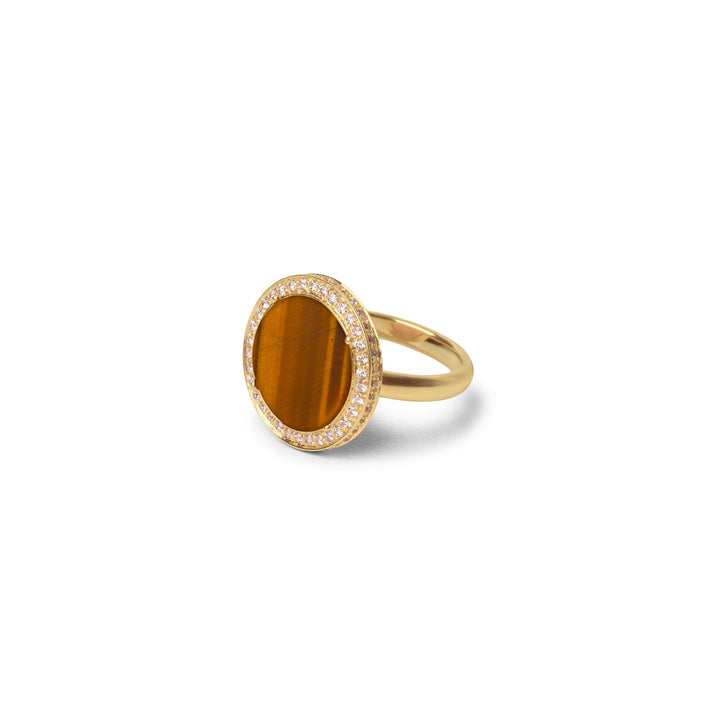 Eternity rings with tiger eye in yellow gold, medium size (view 2)