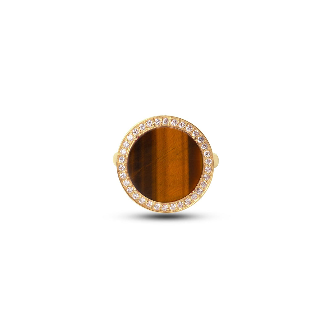 Eternity rings with tiger eye in yellow gold, medium size (view 3)
