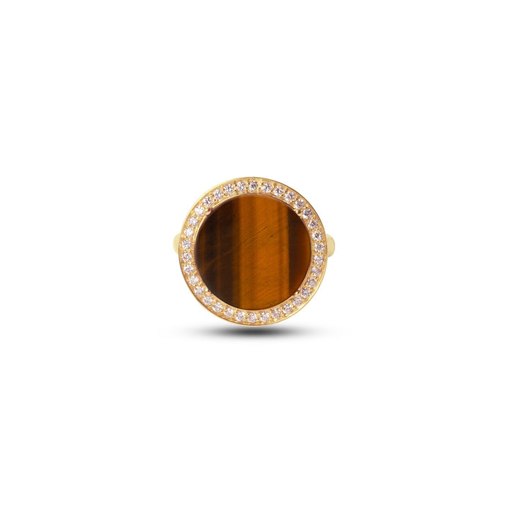 Eternity rings with tiger eye in yellow gold, medium size (view 3)