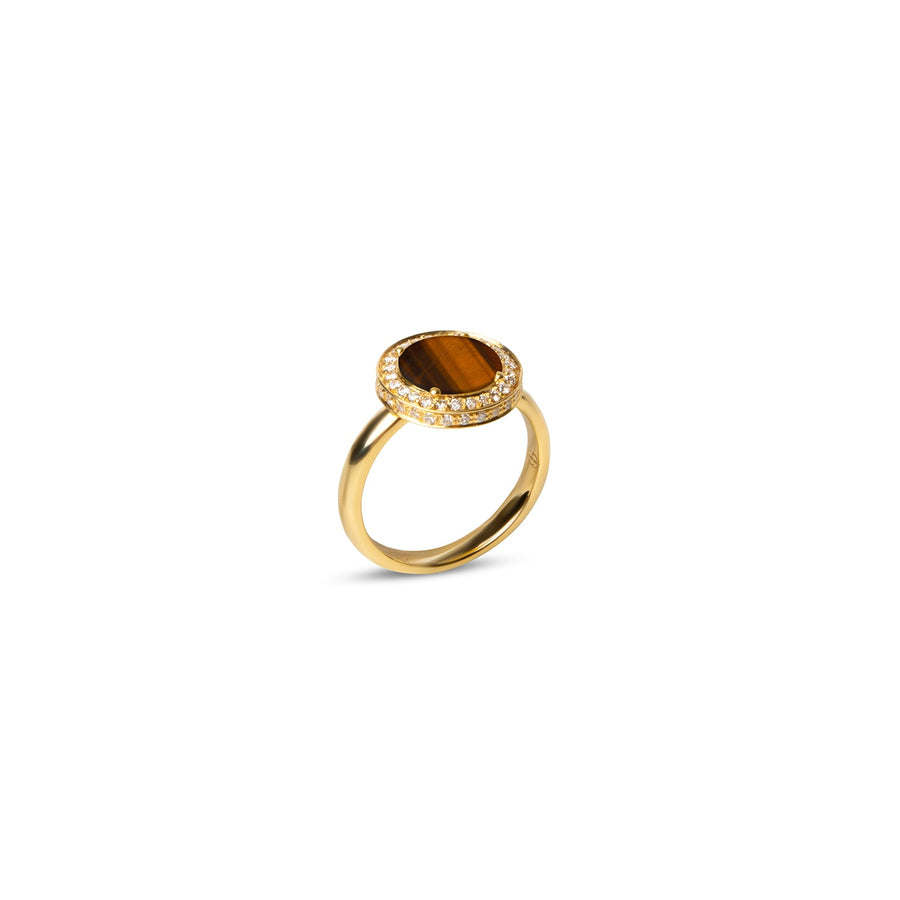 Eternity rings with tiger eye in yellow gold, small size