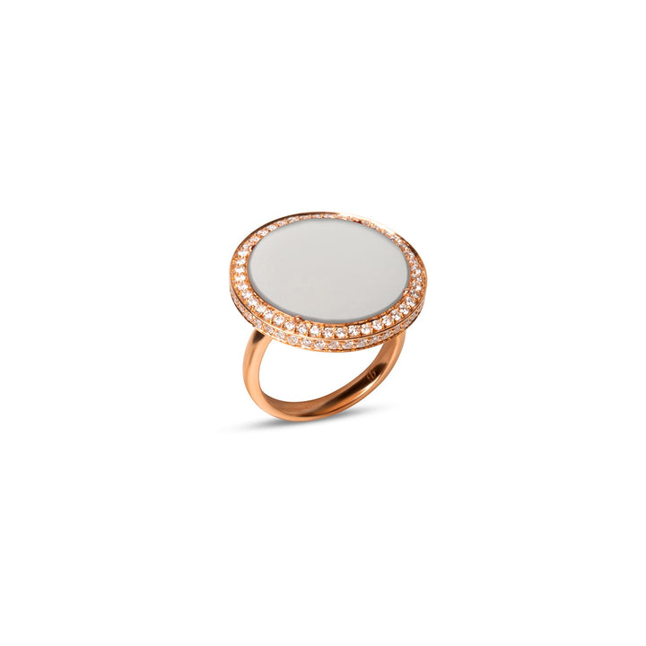 Eternity rings with white agate in rose gold, large size