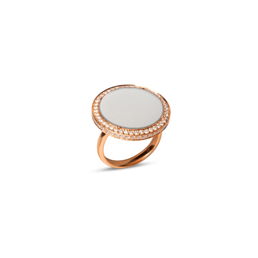 Eternity rings with white agate in rose gold, large size