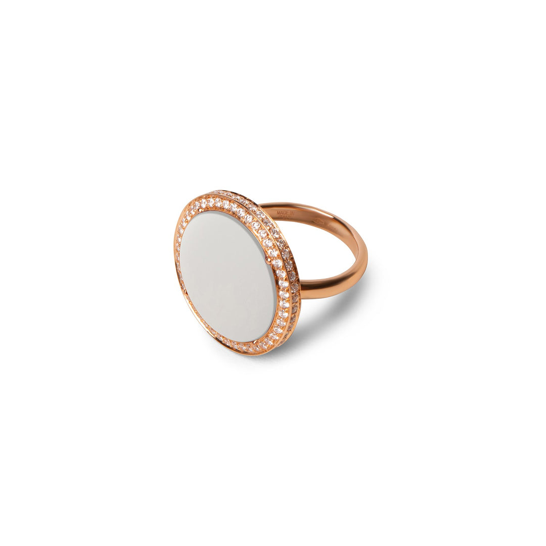 Eternity rings with white agate in rose gold, large size (view 2)