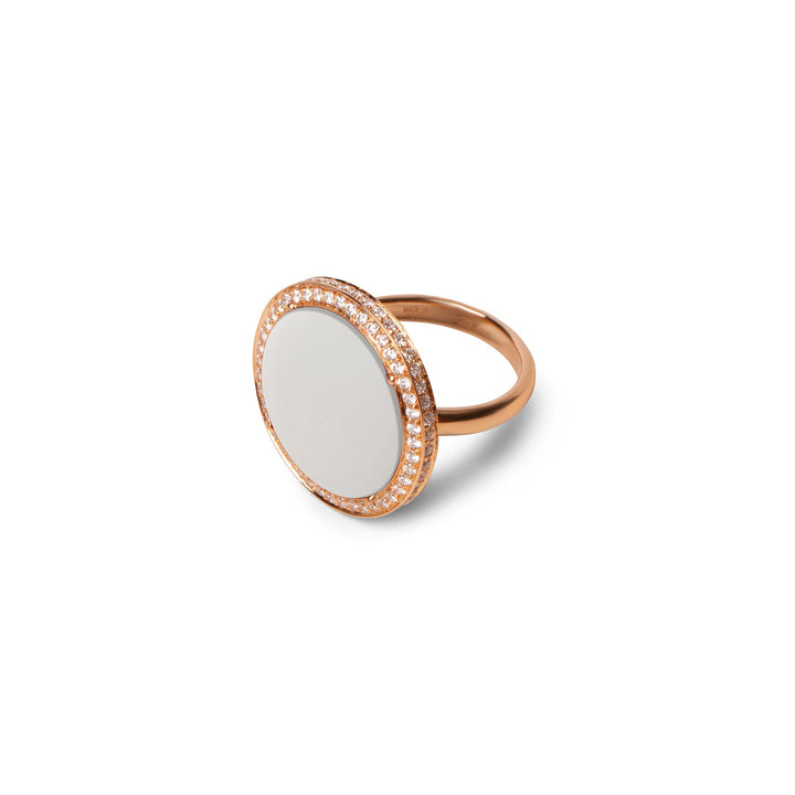 Eternity rings with white agate in rose gold, large size (view 2)