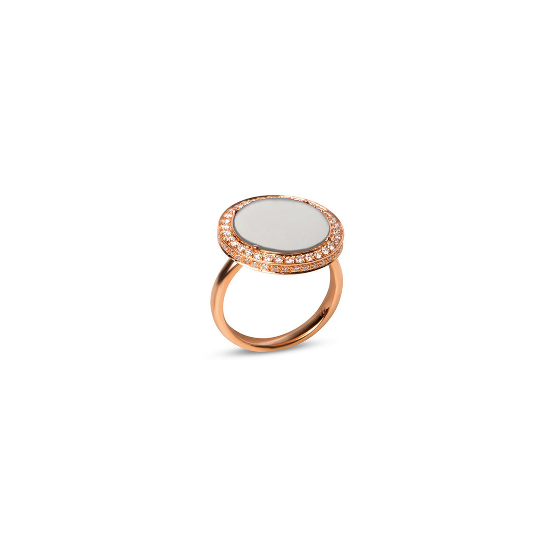 Eternity rings with white agate in rose gold, medium size