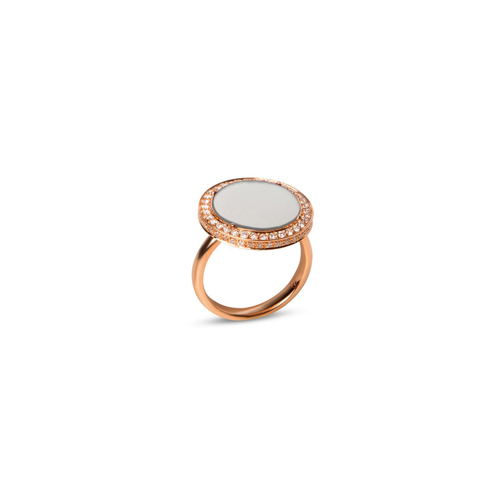 Eternity rings with white agate in rose gold, medium size