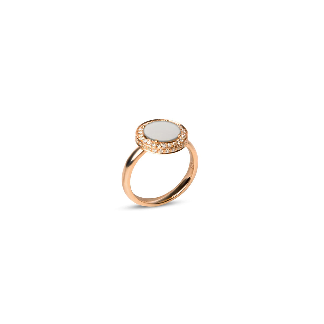 Eternity rings with white agate in rose gold, small size