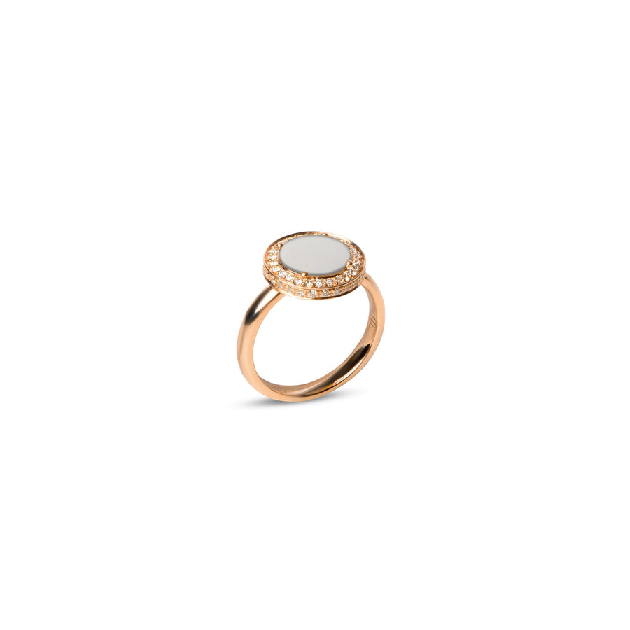 Eternity rings with white agate in rose gold, small size
