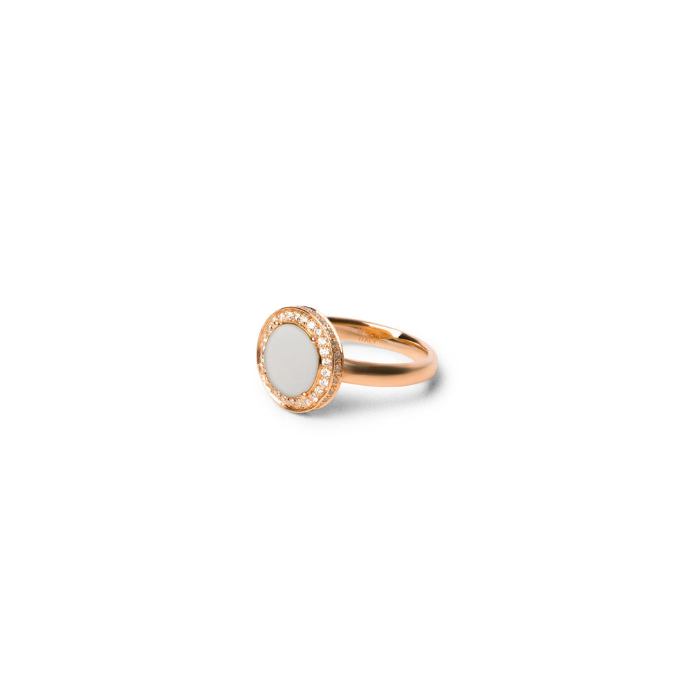 Eternity rings with white agate in rose gold, small size (view 2)