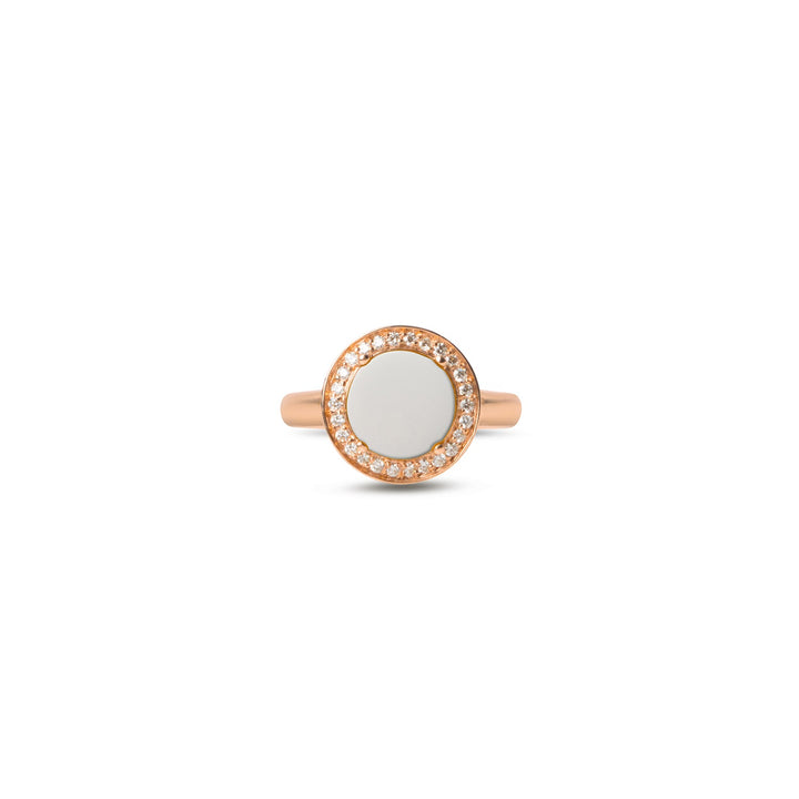 Eternity rings with white agate in rose gold, small size (view 3)