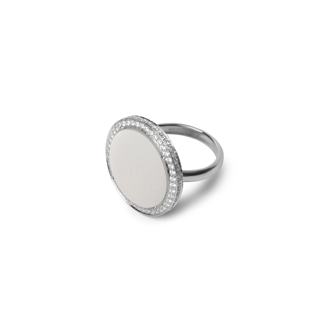 Eternity rings with white agate in white gold, large size (view 2)