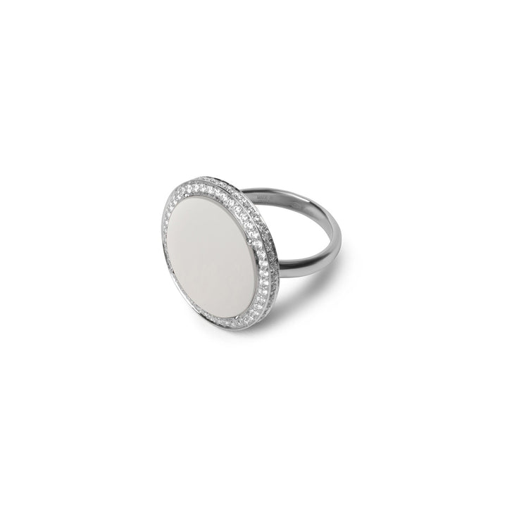 Eternity rings with white agate in white gold, large size (view 2)