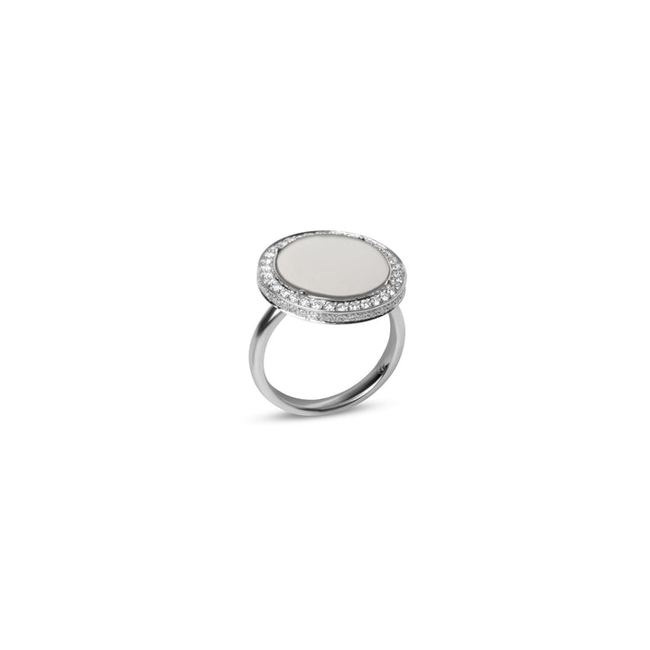 Eternity rings with white agate in white gold, medium size