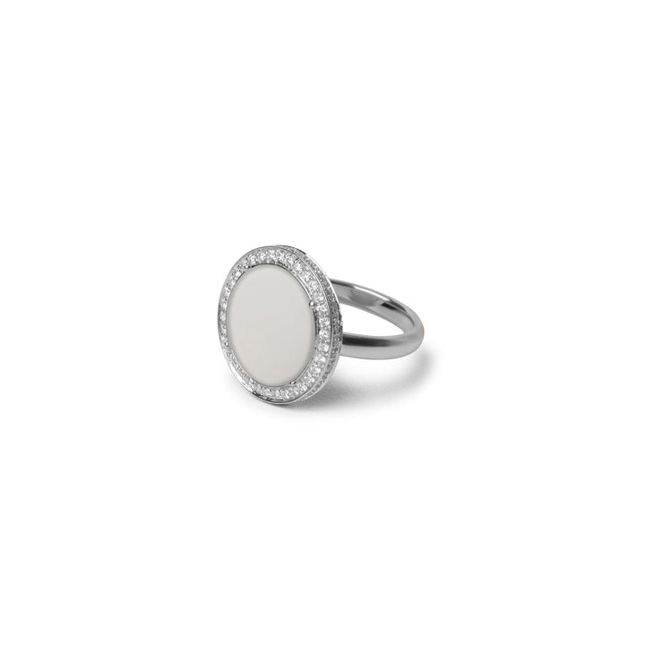 Eternity rings with white agate in white gold, medium size (view 2)