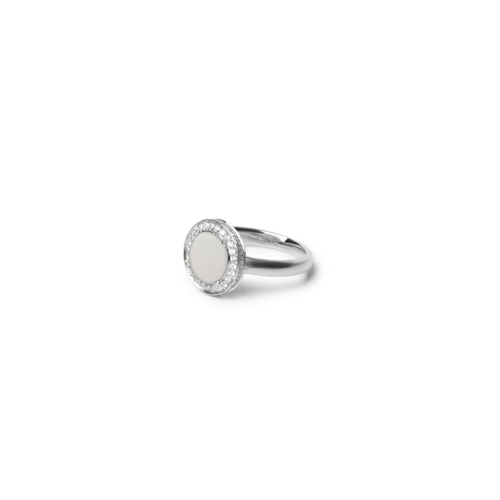 Eternity rings with white agate in white gold, small size (view 2)