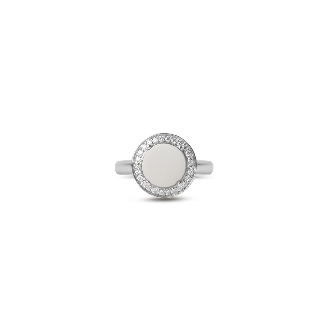 Eternity rings with white agate in white gold, small size (view 3)
