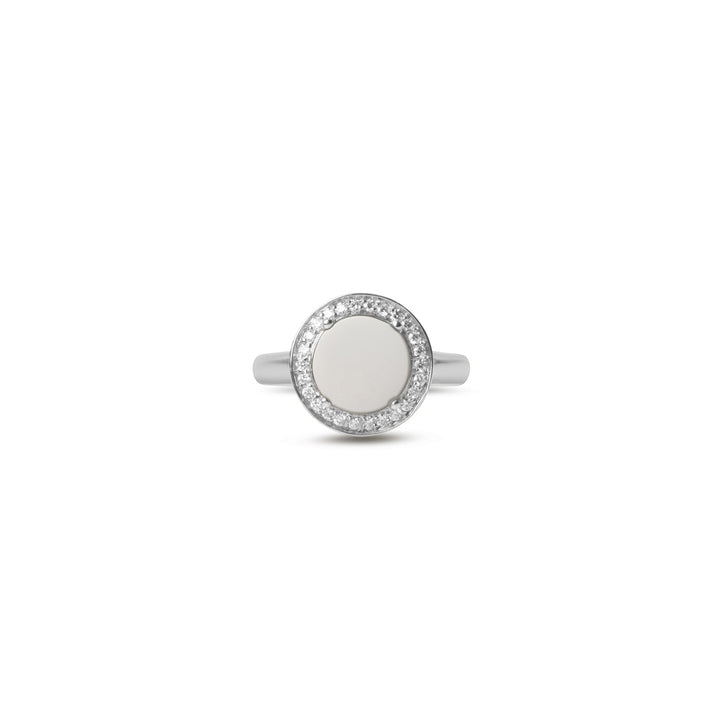 Eternity rings with white agate in white gold, small size (view 3)