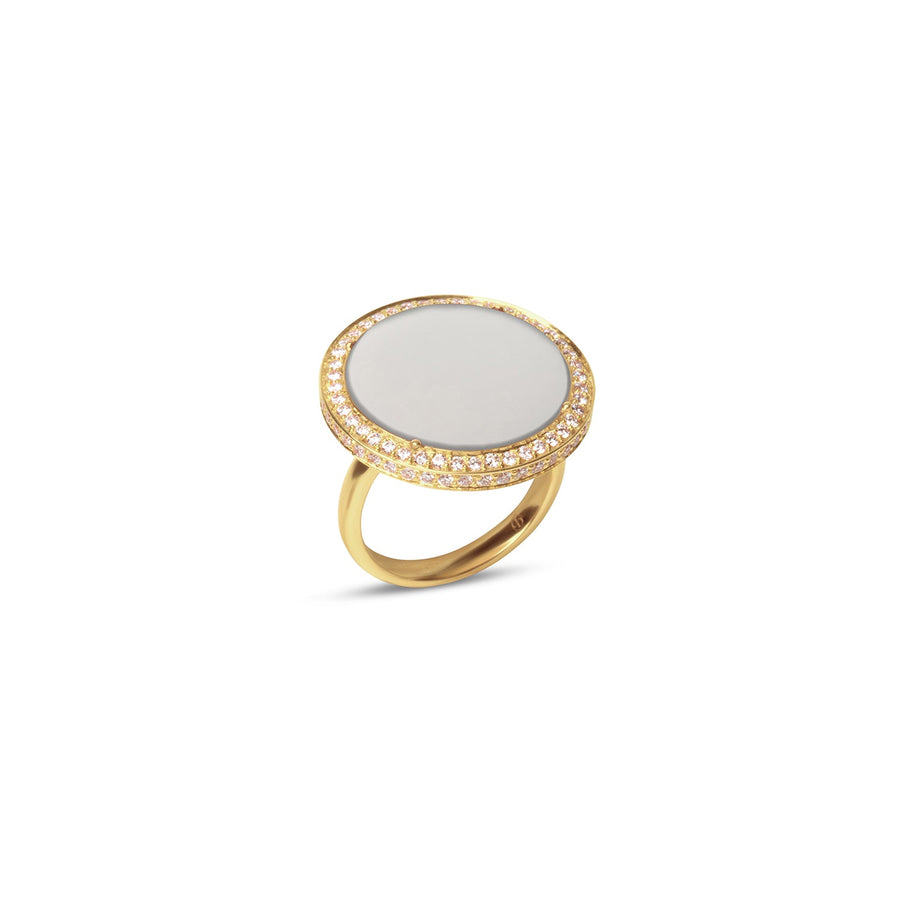 Eternity rings with white agate in yellow gold, large size