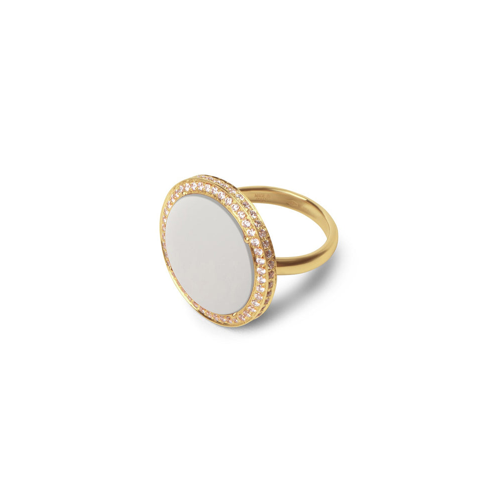 Eternity rings with white agate in yellow gold, large size (view 2)