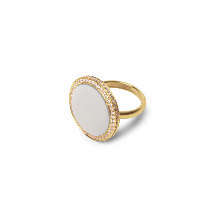 Eternity rings with white agate in yellow gold, large size (view 2)