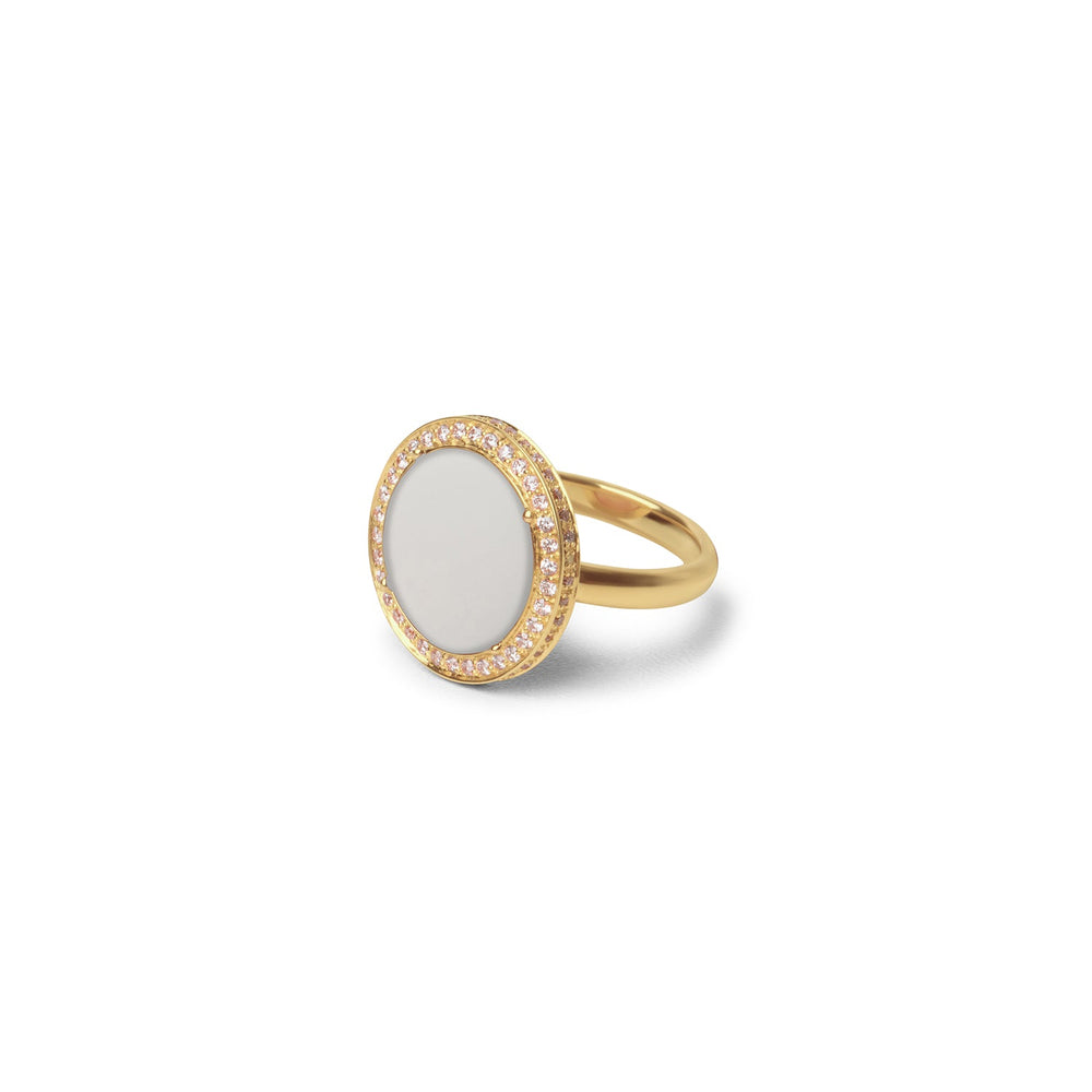 Eternity rings with white agate in yellow gold, medium size (view 2)