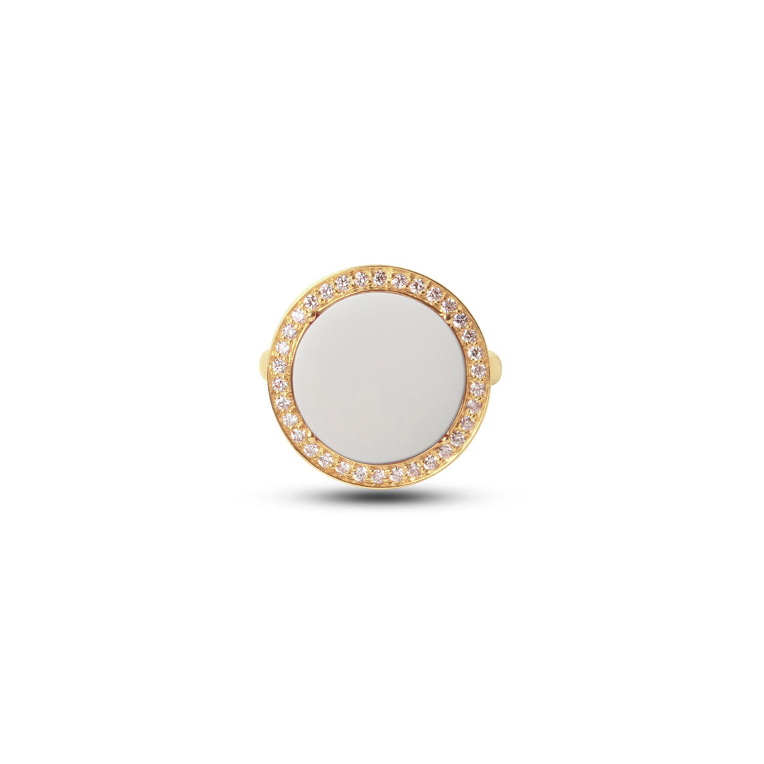 Eternity rings with white agate in yellow gold, medium size (view 3)