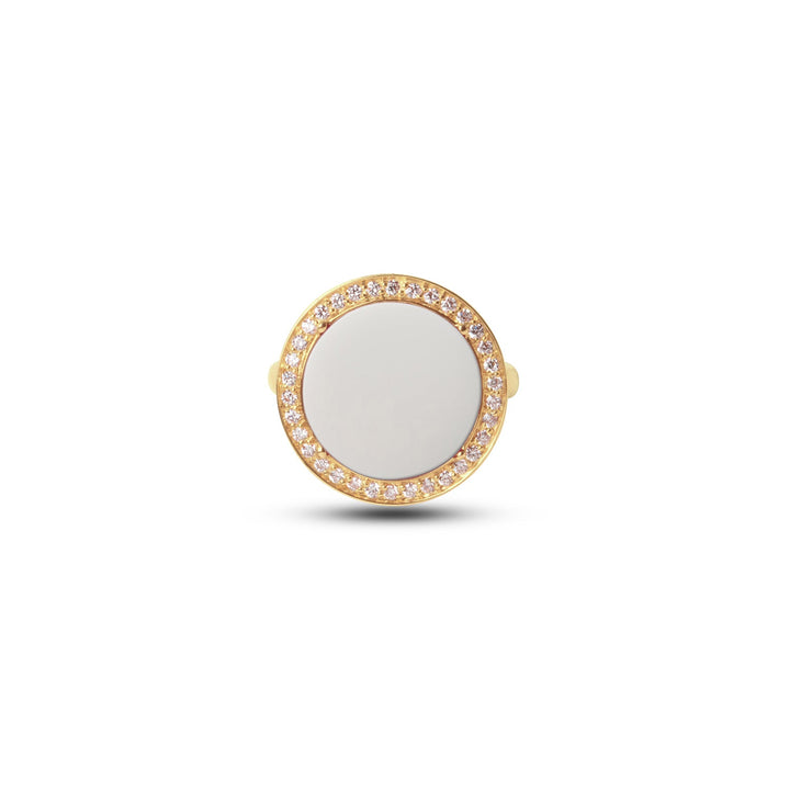 Eternity rings with white agate in yellow gold, medium size (view 3)