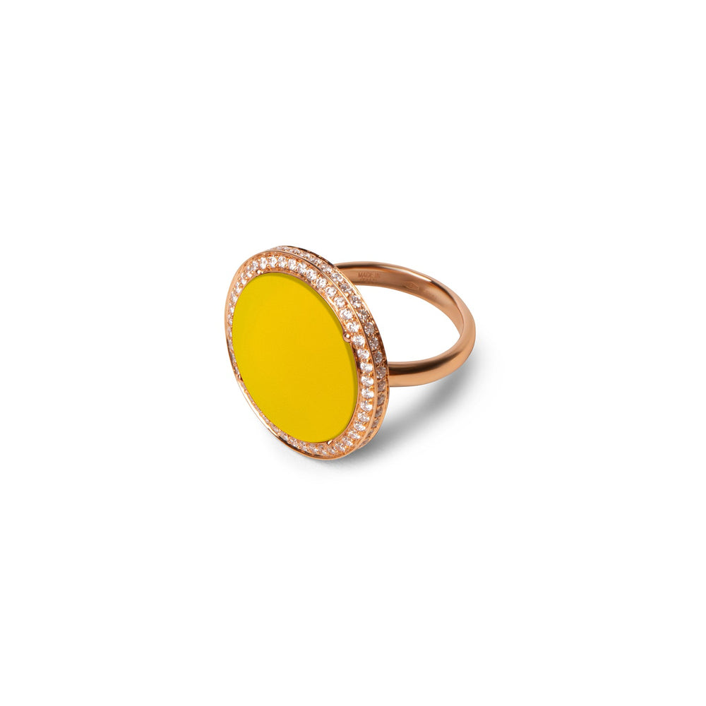 Eternity rings with yellow agate in rose gold, large size (view 2)