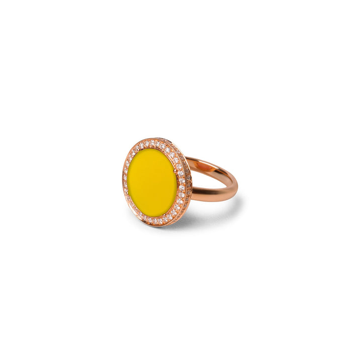 Eternity rings with yellow agate in rose gold, medium size (view 2)