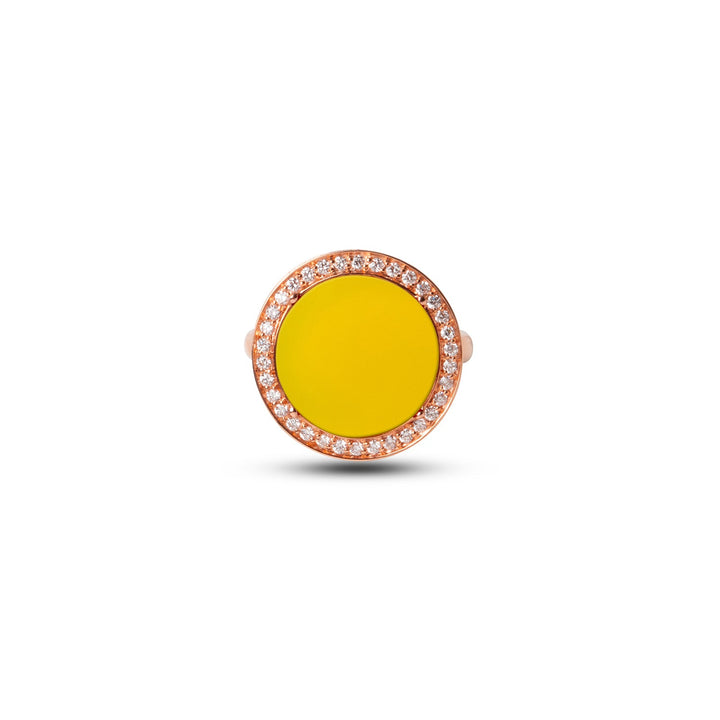 Eternity rings with yellow agate in rose gold, medium size (view 3)
