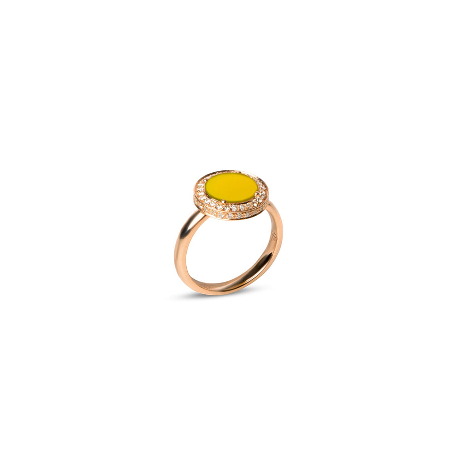 Eternity rings with yellow agate in rose gold, small size