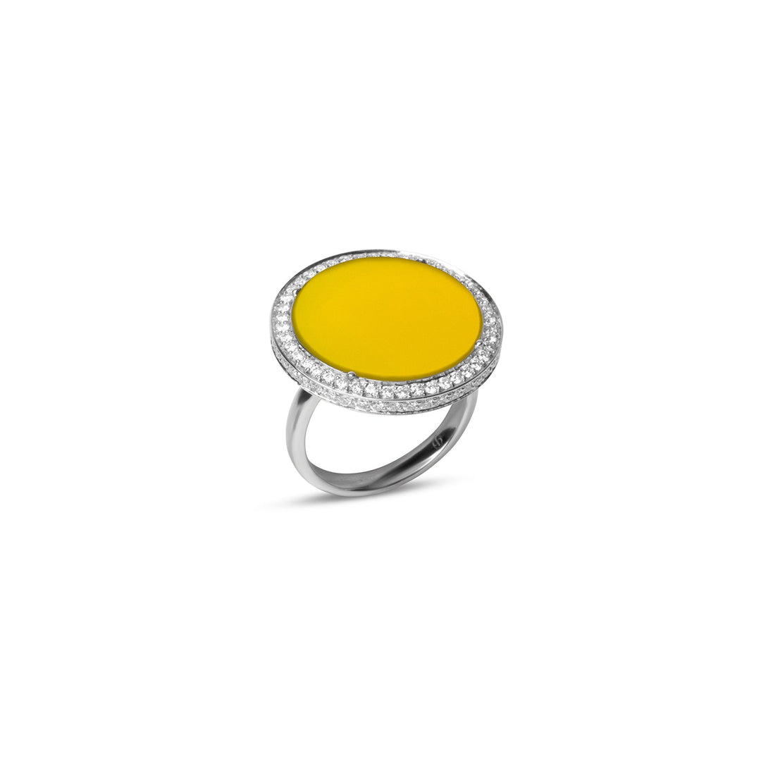 Eternity rings with yellow agate in white gold, large size