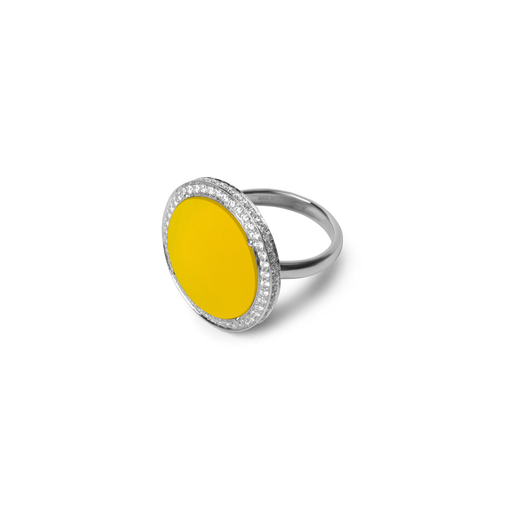 Eternity rings with yellow agate in white gold, large size (view 2)