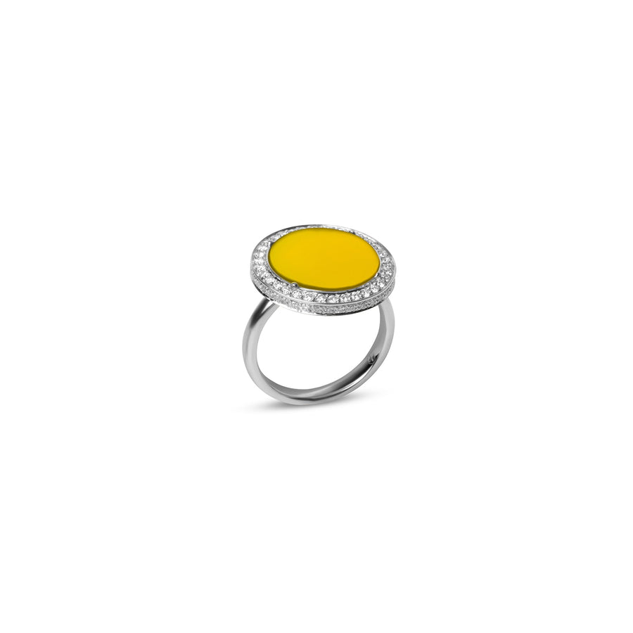 Eternity rings with yellow agate in white gold, medium size