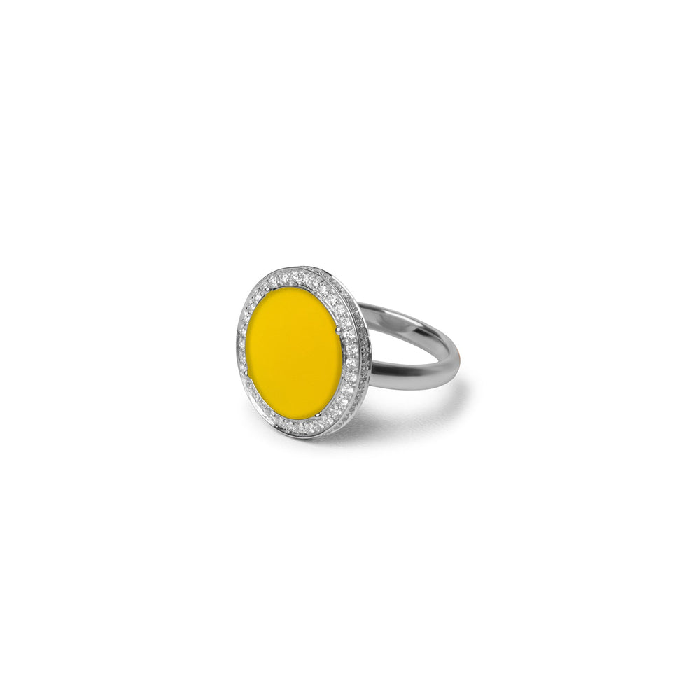 Eternity rings with yellow agate in white gold, medium size (view 2)