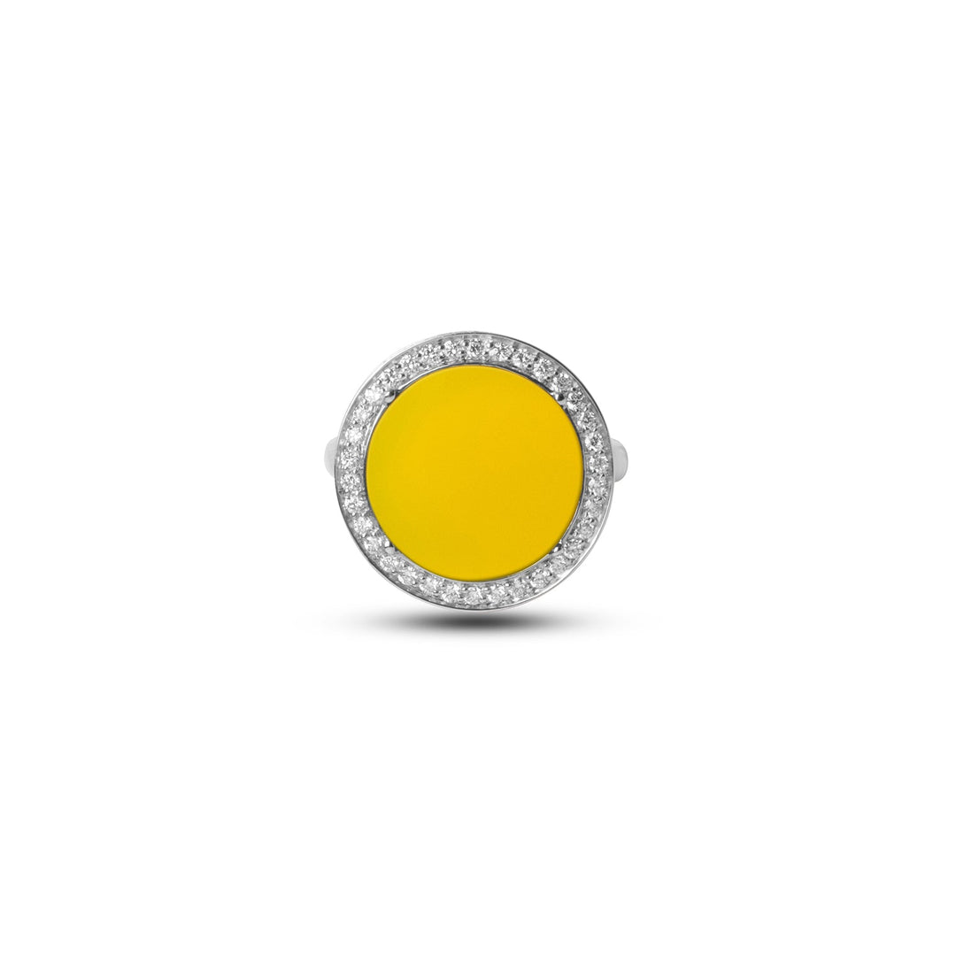 Eternity rings with yellow agate in white gold, medium size (view 3)