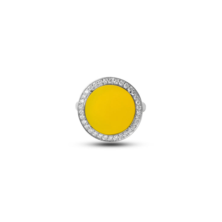Eternity rings with yellow agate in white gold, medium size (view 3)