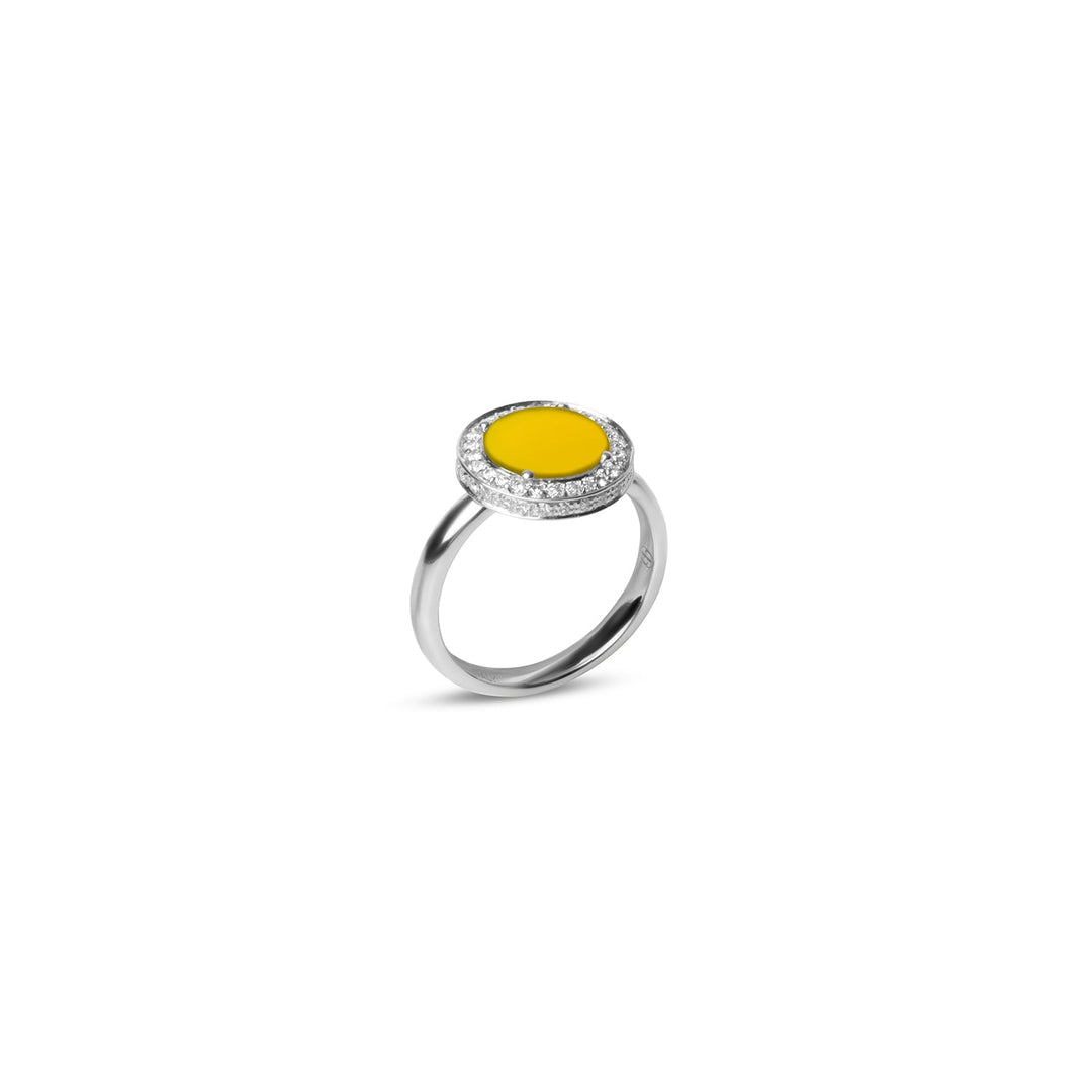 Eternity rings with yellow agate in white gold, small size