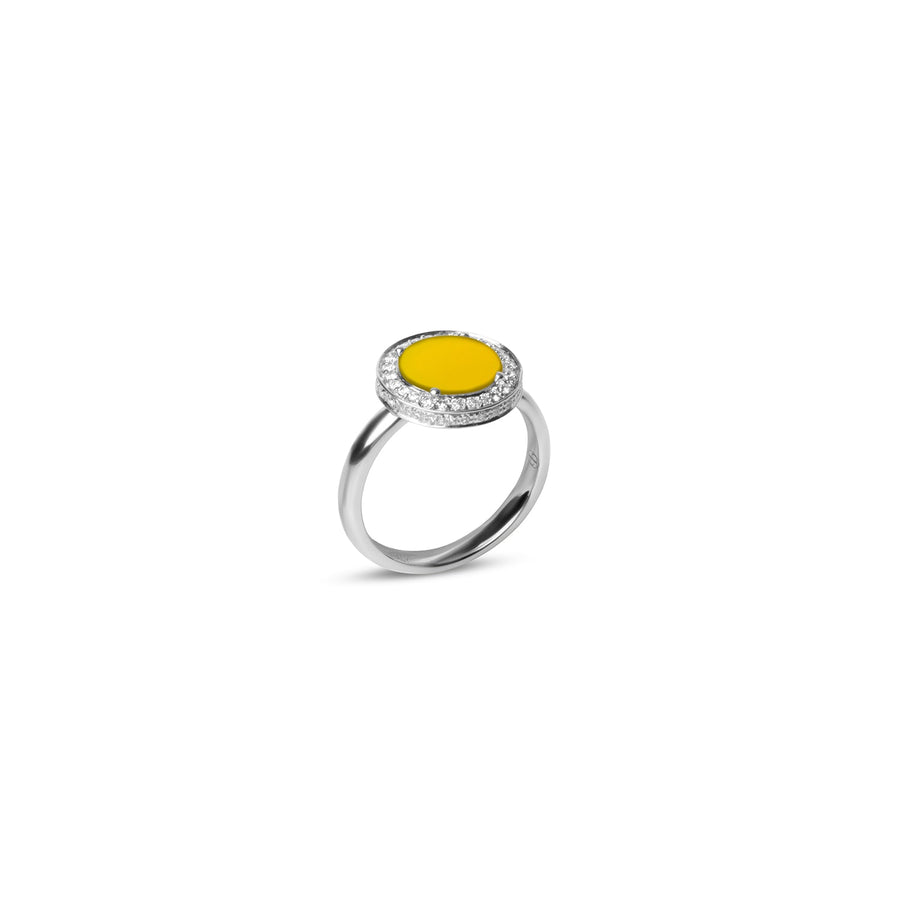 Eternity rings with yellow agate in white gold, small size