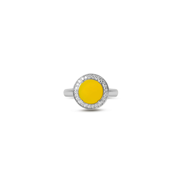Eternity rings with yellow agate in white gold, small size (view 3)