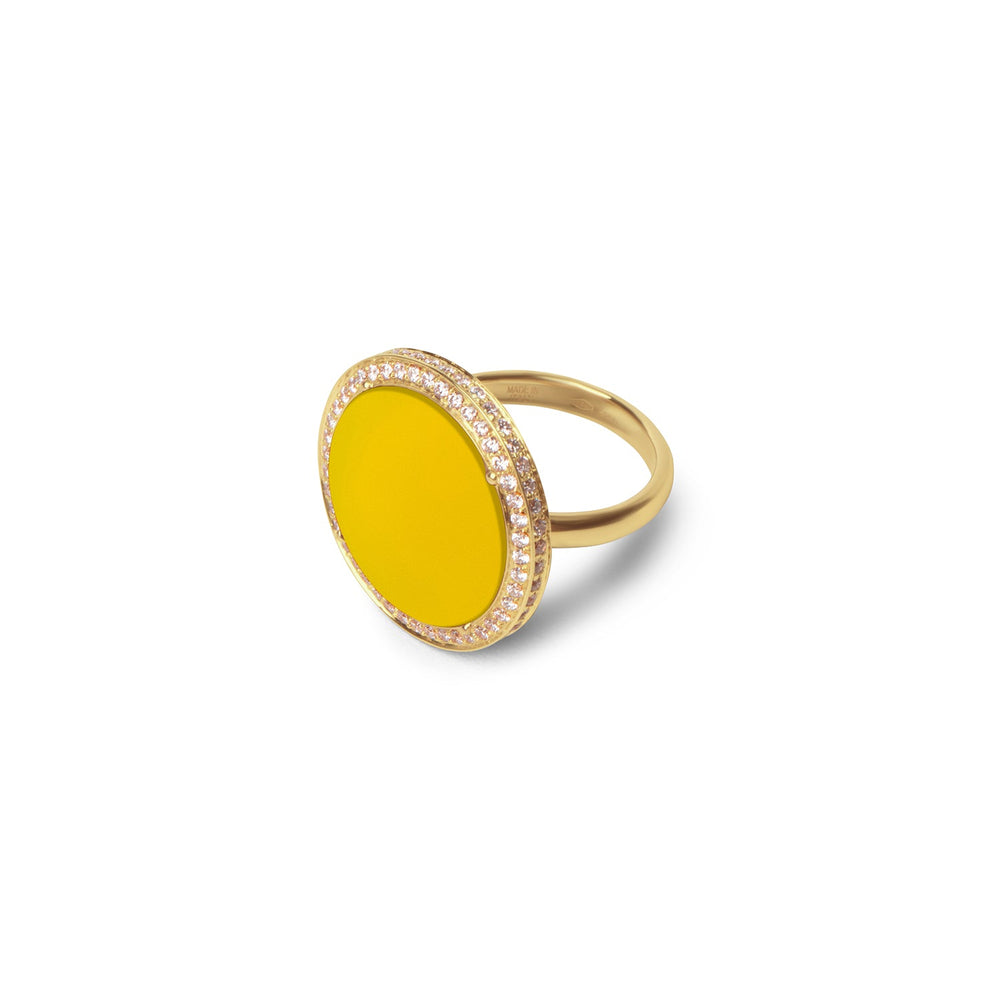Eternity rings with yellow agate in yellow gold, large size (view 2)