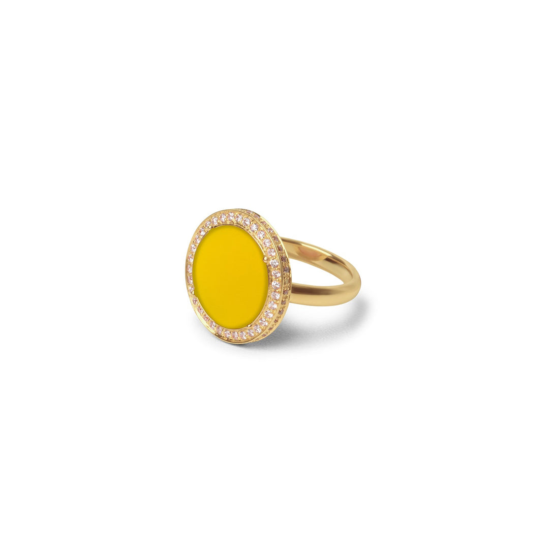 Eternity rings with yellow agate in yellow gold, medium size (view 2)