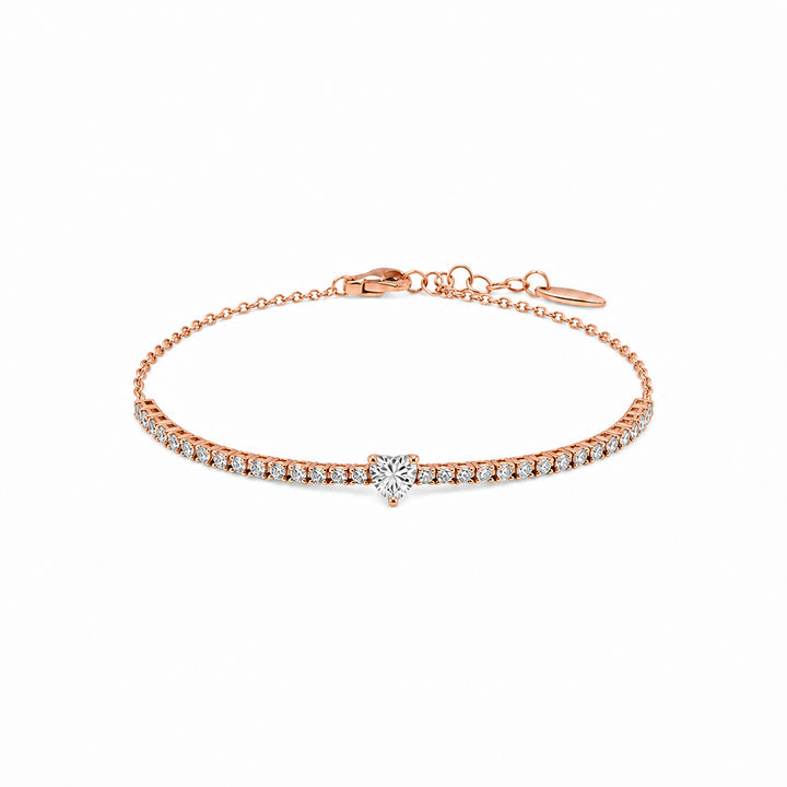 Tennis bracelet with diamonds in rose gold (view 2)